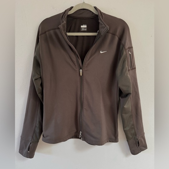 Nike FIT DRY girls large 12 to 14 Olive Green full zip jacket - Picture 3 of 6